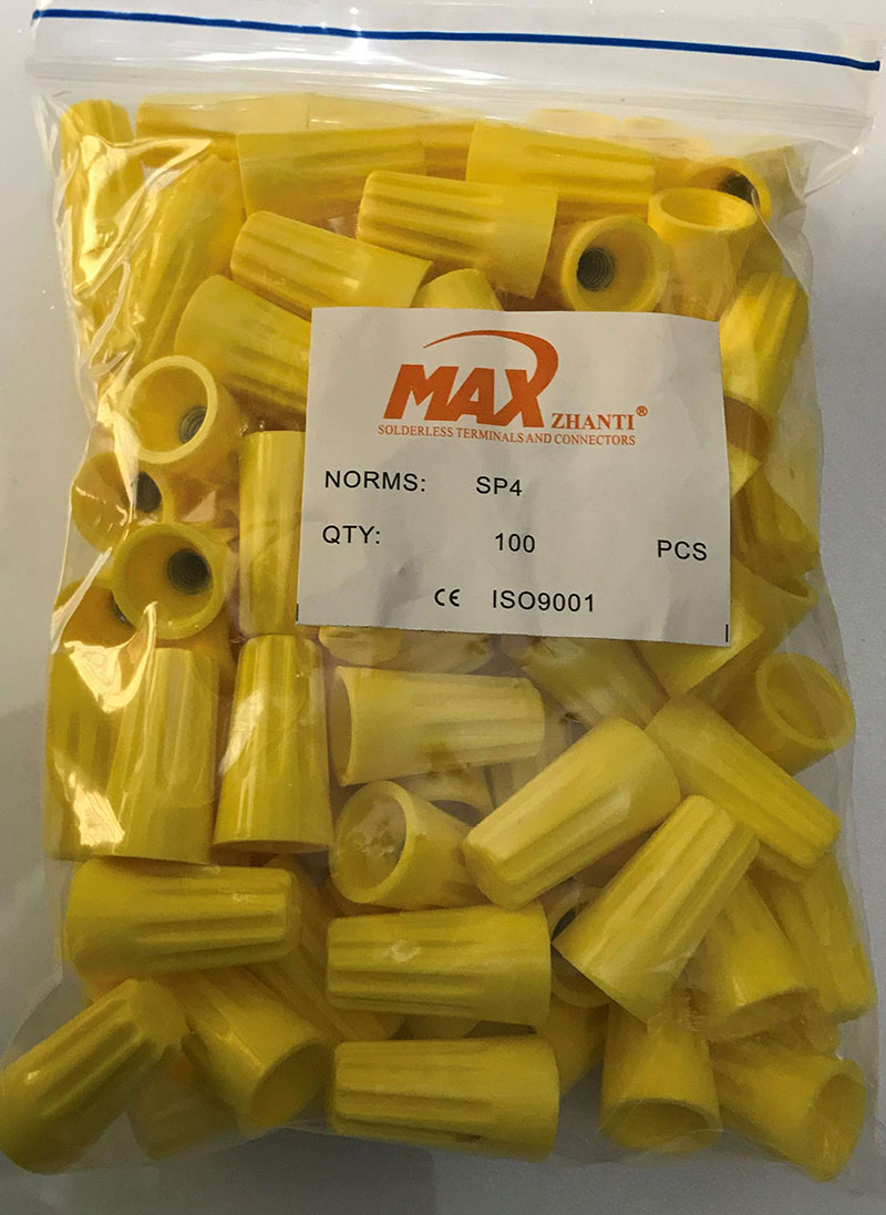 کانکتور پیچی سایز SP4 رنگ زرد بسته 100 عددی کانکتور پیچی سایز SP4 رنگ زرد بسته 100 عددی