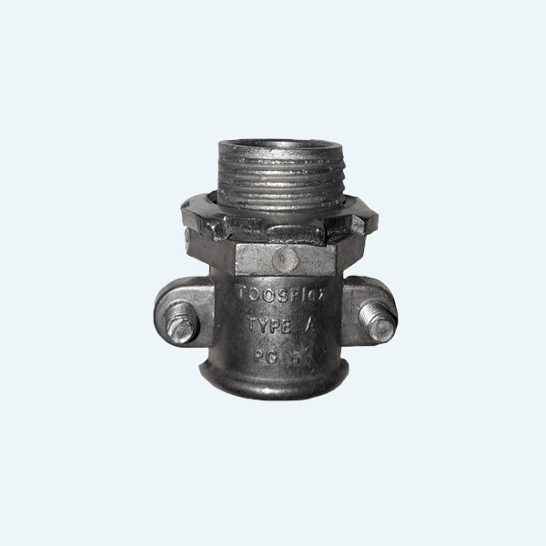 گلند فلزی لوله فلکسیبل دو پیچ سایز PG9 گلند فلزی لوله فلکسیبل دو پیچ سایز PG9