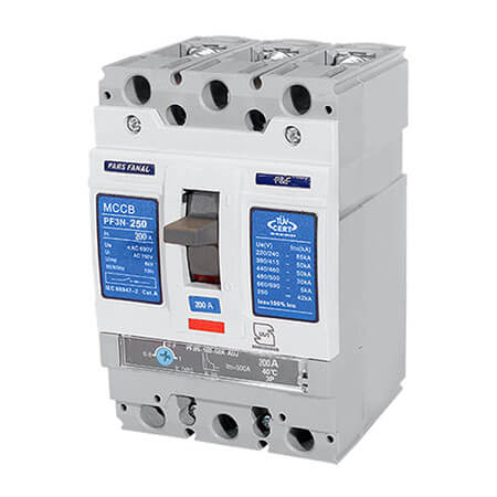 کلید اتوماتیک کامپکت قابل تنظیم 200 آمپر پارس فانال کلید اتوماتیک کامپکت قابل تنظیم 200 آمپر پارس فانال