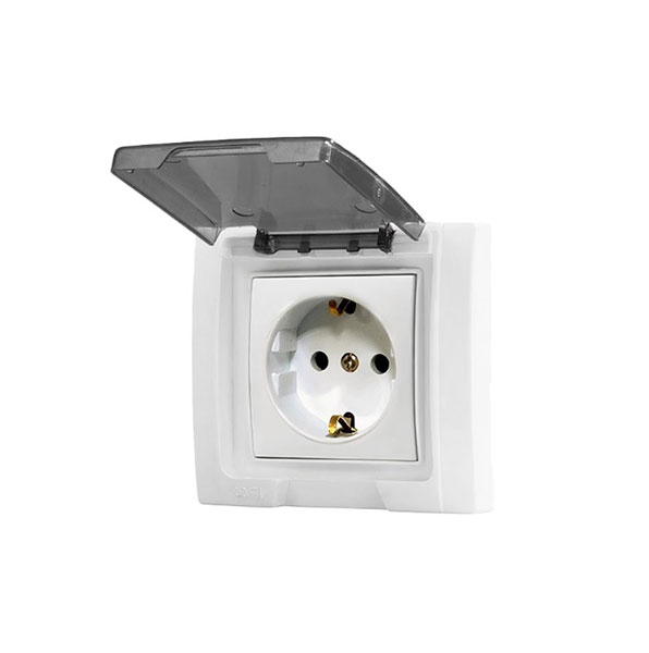 پریز توکار بارانی ارت دار پارت الکتریک مدل آذین پریز توکار بارانی ارت دار پارت الکتریک مدل آذین