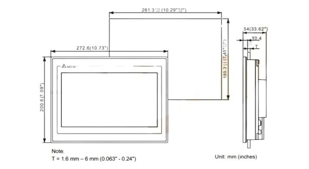ابعاد اچ ام آی دلتا DOP-110IS صفحه نمایش 10.1 اینچ