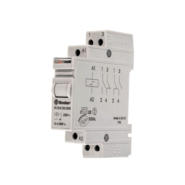 رله ضربه ای یک باز یک بسته 16 آمپر 230VAC فیندر رله ضربه ای یک باز یک بسته 16 آمپر 230VAC فیندر